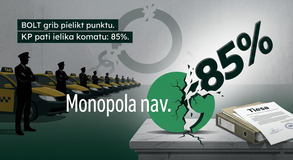 Ilustrācija par BOLT dominējošo stāvokli Latvijas tirgū
